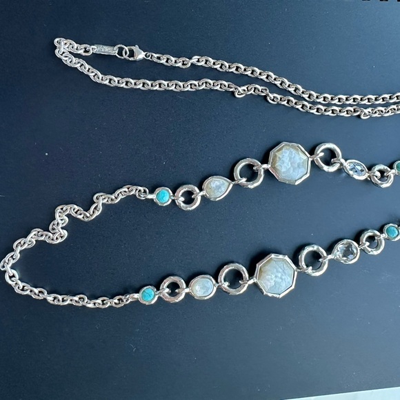 Elegant Silver and Blue Gemstone Necklace - Picture 2 of 3